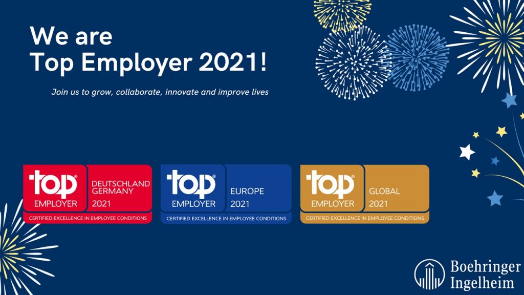 Das Top Employers Institute hat Boehringer Ingelheim 2020 erstmals als "Global Top Employer 2020" ausgezeichnet.