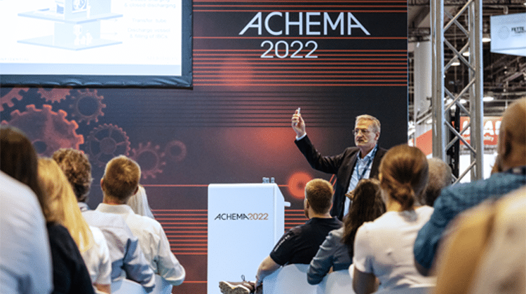Innovation Stage, Dr. Bernhard Luy, Managing Diretor, Meridion Technologies, ACHEMA 2022 | Foto: DECHEMA e.V. / Pietro Sutera